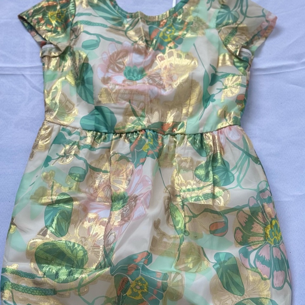 H&M Gold and Green Patterned Dress